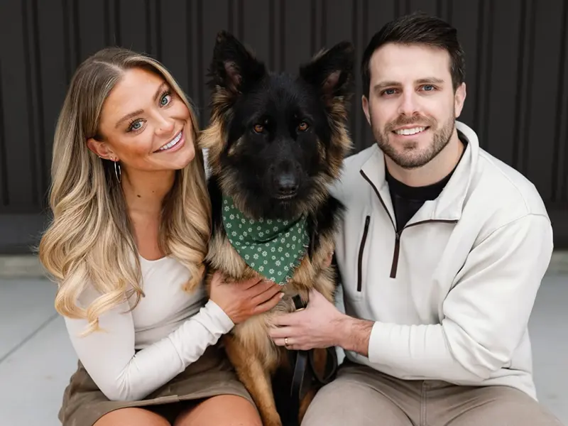P. Broccoli with wife and dog Dr Peter Broccoli and wife and dog